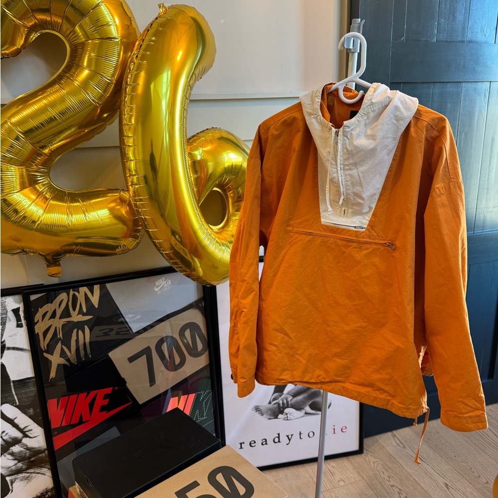 J. Crew Vibrant Orange anorak Jacket with White Lining